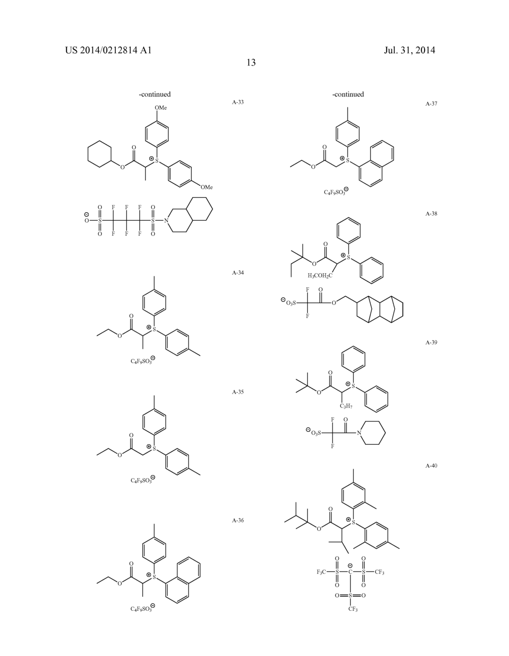 ACTINIC-RAY- OR RADIATION-SENSITIVE RESIN COMPOSITION, ACTINIC-RAY- OR     RADIATION-SENSITIVE FILM THEREFROM, METHOD OF FORMING PATTERN USING THE     COMPOSITION, PROCESS FOR MANUFACTURING ELECTRONIC DEVICE AND ELECTRONIC     DEVICE - diagram, schematic, and image 14