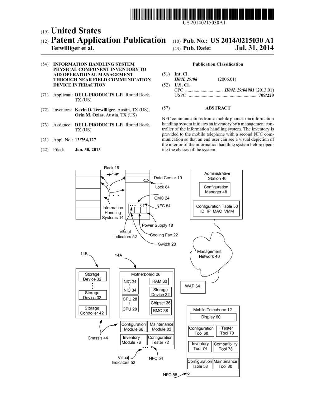 Information Handling System Physical Component Inventory To Aid     Operational Management Through Near Field Communication Device     Interaction - diagram, schematic, and image 01