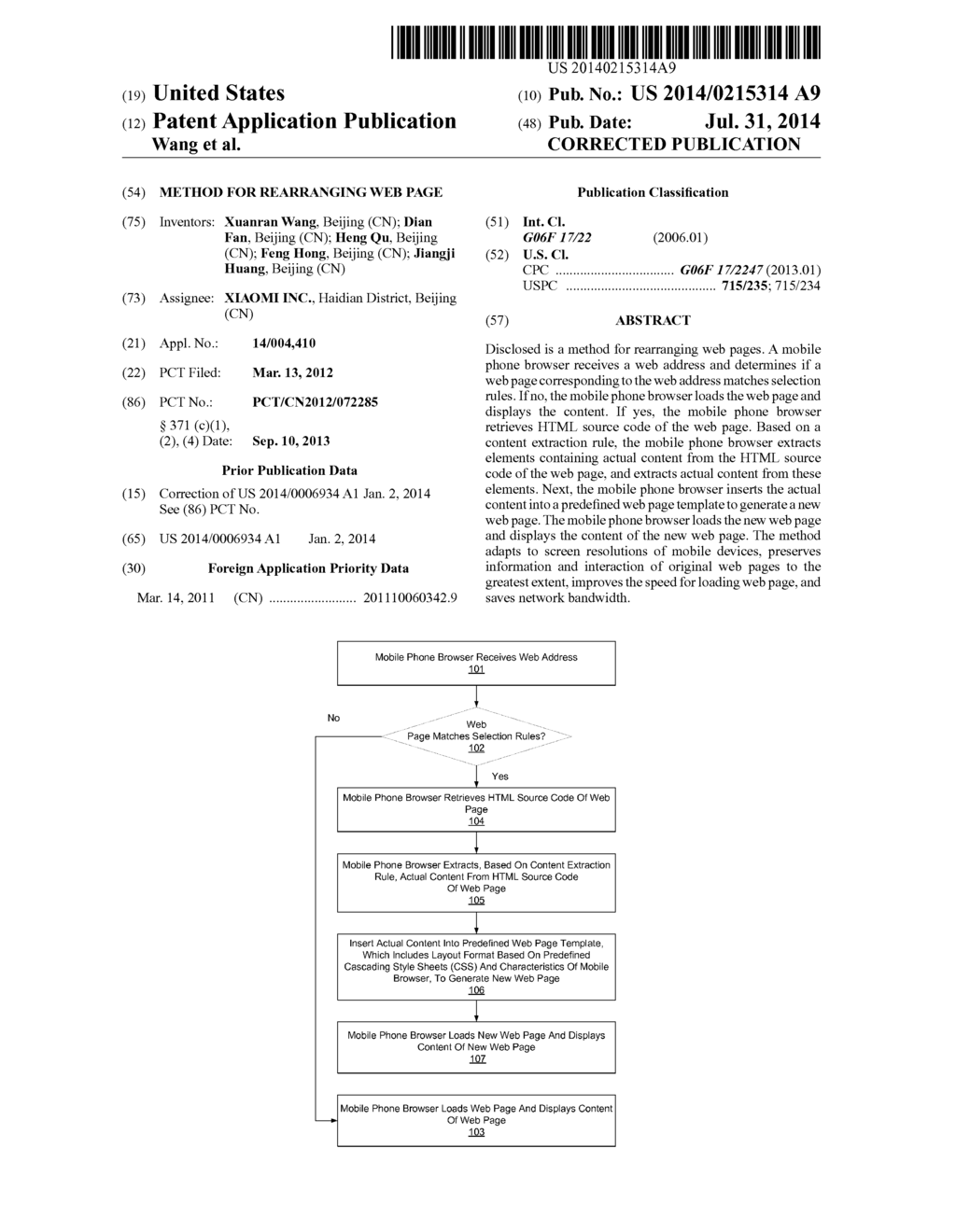 METHOD FOR REARRANGING WEB PAGE - diagram, schematic, and image 01