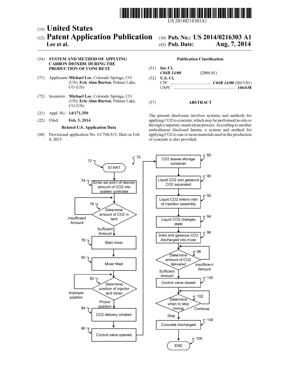 SYSTEM AND METHOD OF APPLYING CARBON DIOXIDE DURING THE PRODUCTION OF     CONCRETE - diagram, schematic, and image 01