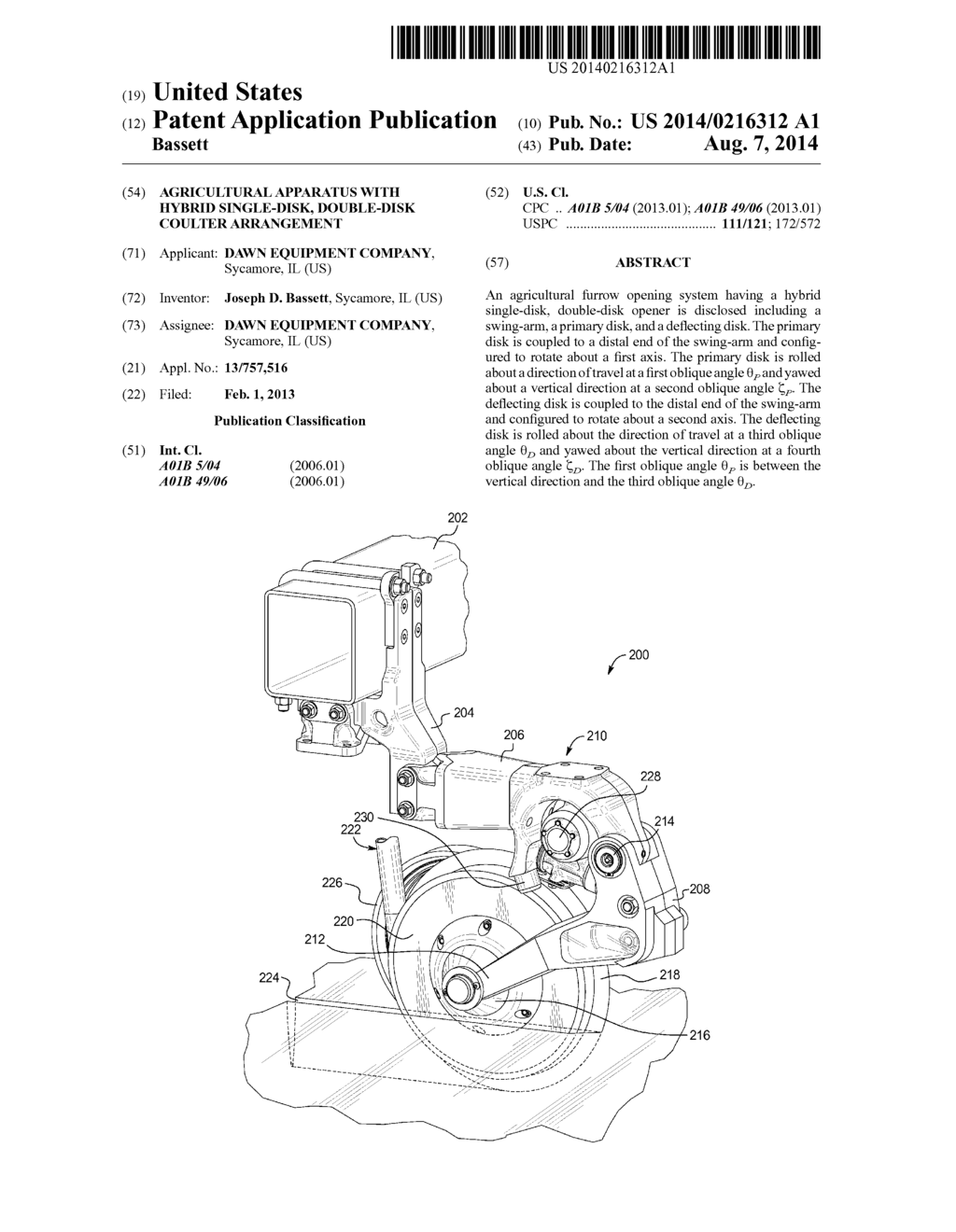 Agricultural Apparatus With Hybrid Single-Disk, Double-Disk Coulter     Arrangement - diagram, schematic, and image 01