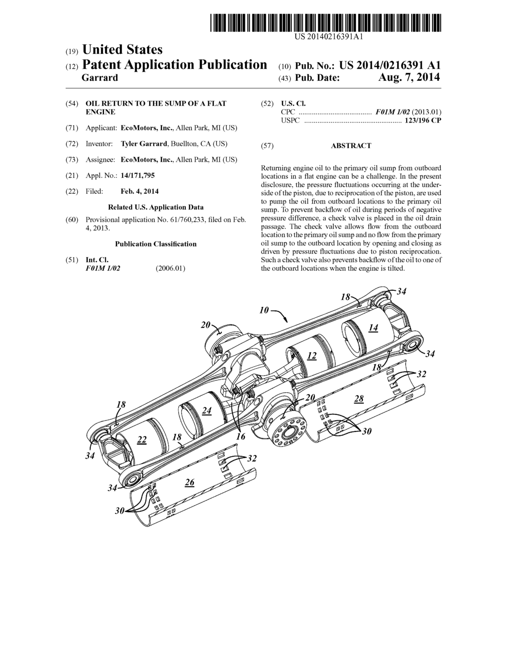 Oil Return to the Sump of a Flat Engine - diagram, schematic, and image 01