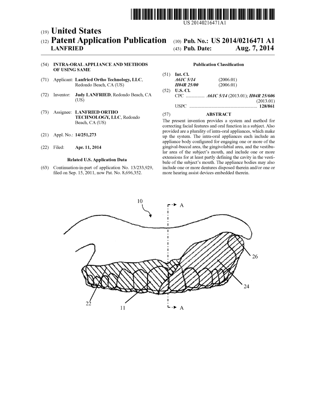 INTRA-ORAL APPLIANCE AND METHODS OF USING SAME - diagram, schematic, and image 01