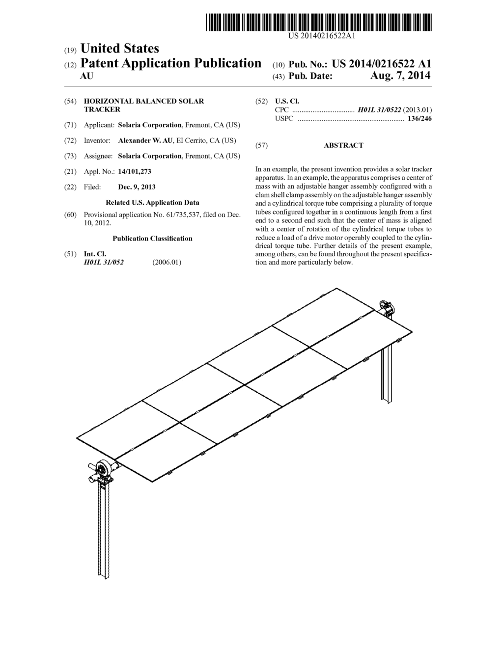 HORIZONTAL BALANCED SOLAR TRACKER - diagram, schematic, and image 01