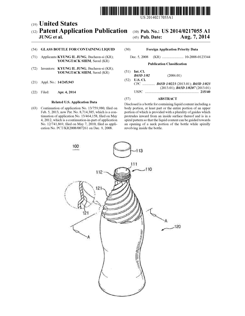 GLASS BOTTLE FOR CONTAINING LIQUID - diagram, schematic, and image 01