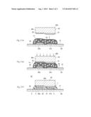 ANISOTROPIC CONDUCTIVE ADHESIVE AND METHOD FOR MANUFACTURING SAME, AND     LIGHT-EMITTING DEVICE AND METHOD FOR MANUFACTURING SAME diagram and image