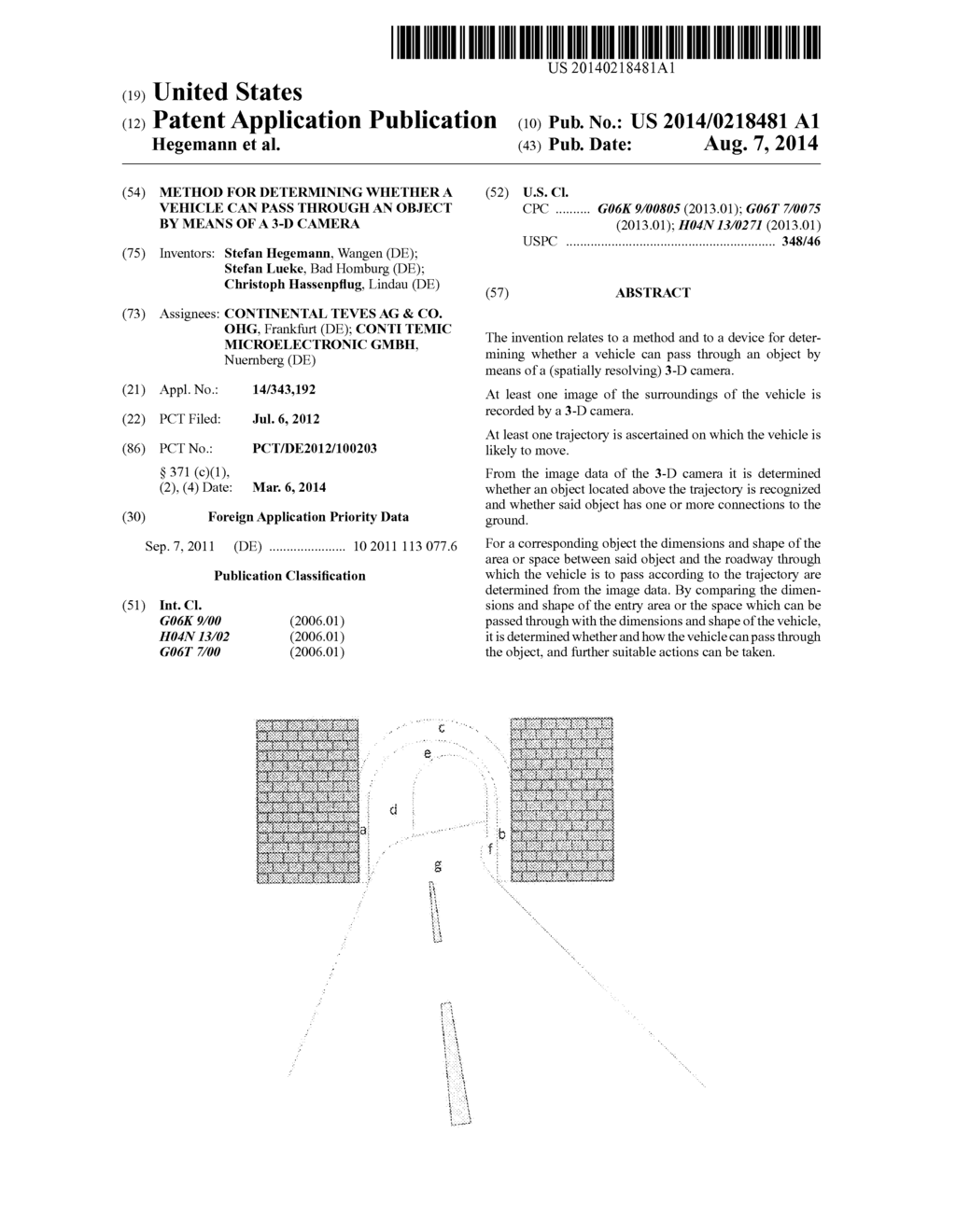 Method for Determining Whether a Vehicle can Pass Through an Object by     Means of a 3-D Camera - diagram, schematic, and image 01