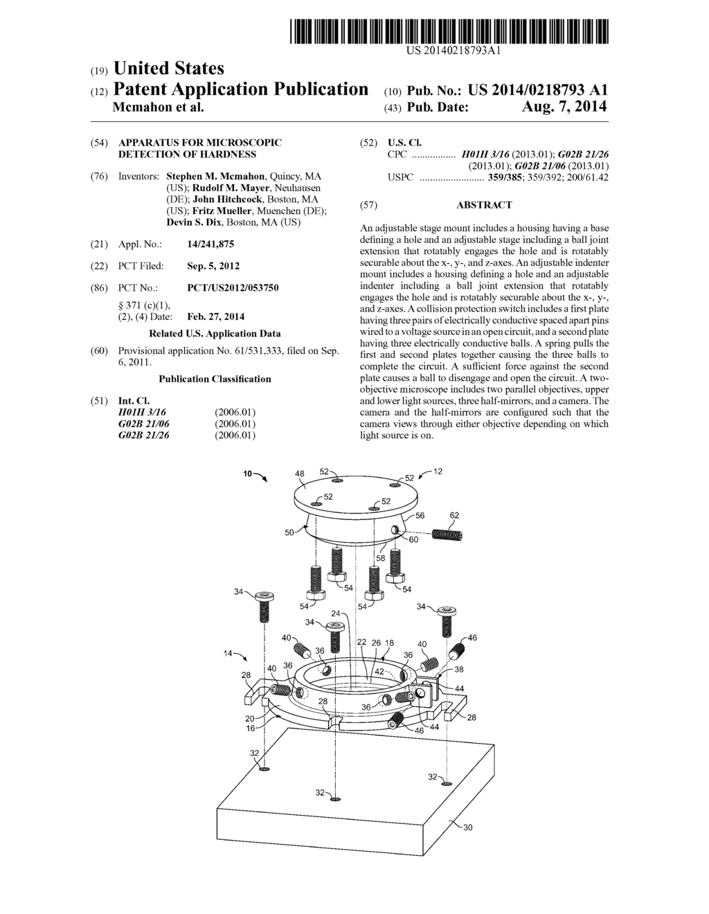 APPARATUS FOR MICROSCOPIC DETECTION OF HARDNESS - diagram, schematic, and image 01