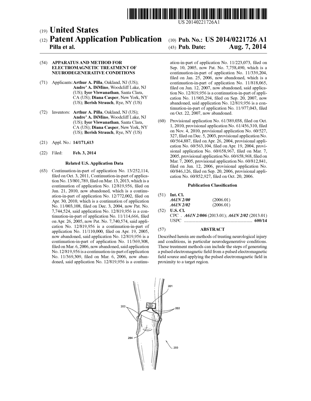 APPARATUS AND METHOD FOR ELECTROMAGNETIC TREATMENT OF NEURODEGENERATIVE     CONDITIONS - diagram, schematic, and image 01