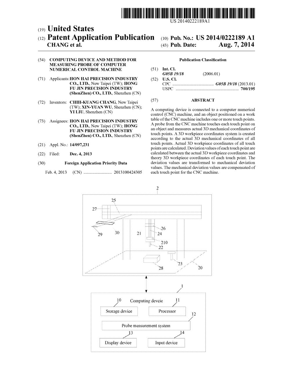 COMPUTING DEVICE AND METHOD FOR MEASURING PROBE OF COMPUTER NUMERICAL     CONTROL MACHINE - diagram, schematic, and image 01