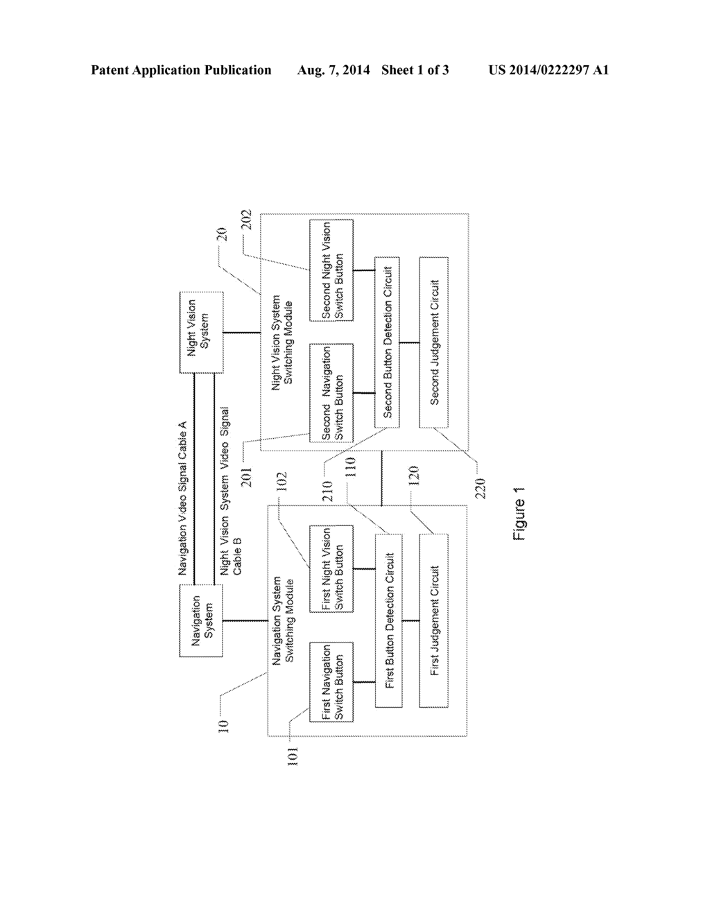 DEVICE FOR SWITCHING BETWEEN A VEHICLE NAVIGATION SYSTEM AND A NIGHT     VISION SYSTEM AS WELL AS SWITCHING METHOD THEREOF - diagram, schematic, and image 02