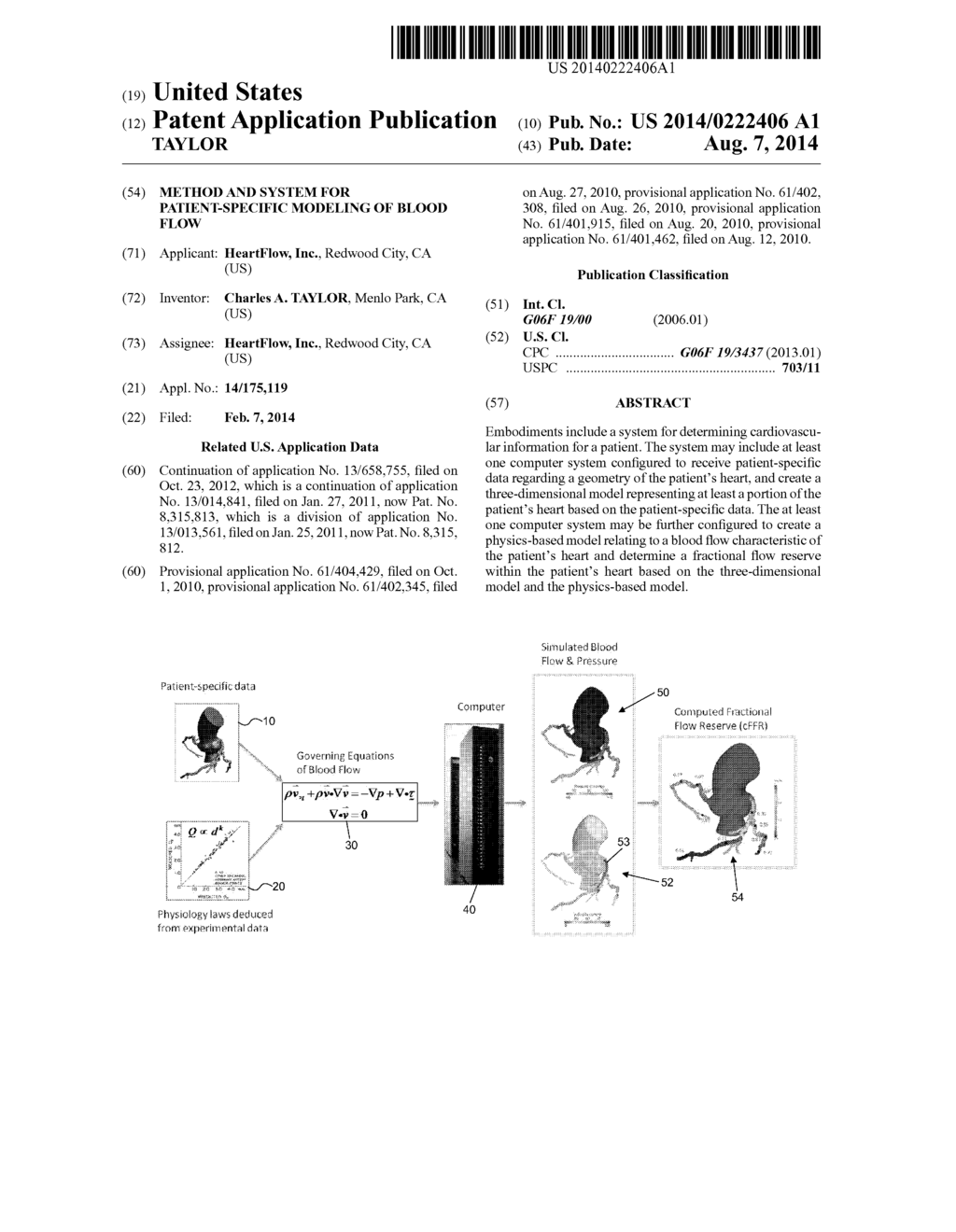 METHOD AND SYSTEM FOR PATIENT-SPECIFIC MODELING OF BLOOD FLOW - diagram, schematic, and image 01