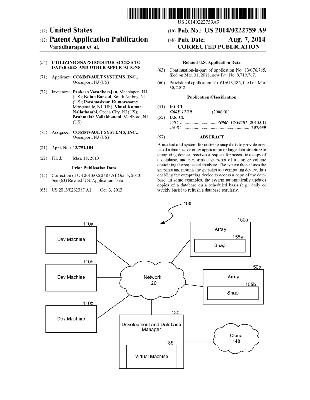 UTILIZING SNAPSHOTS FOR ACCESS TO DATABASES AND OTHER APPLICATIONS - diagram, schematic, and image 01