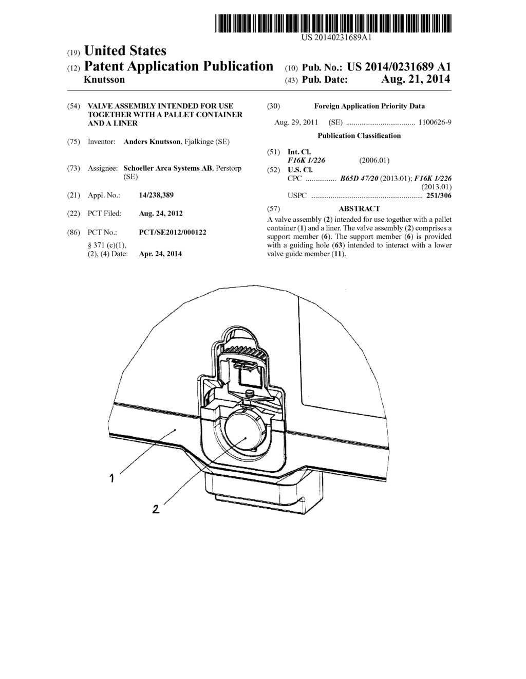 VALVE ASSEMBLY INTENDED FOR USE TOGETHER WITH A PALLET CONTAINER AND A     LINER - diagram, schematic, and image 01