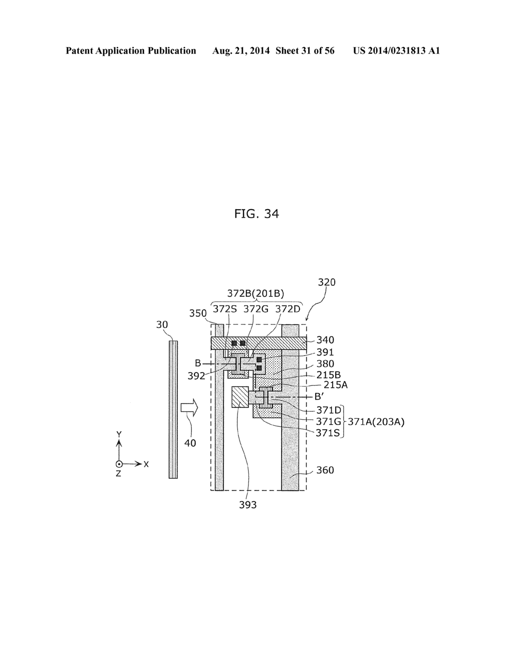 THIN-FILM DEVICE, THIN-FILM DEVICE ARRAY, AND METHOD OF MANUFACTURING     THIN-FILM DEVICE - diagram, schematic, and image 32