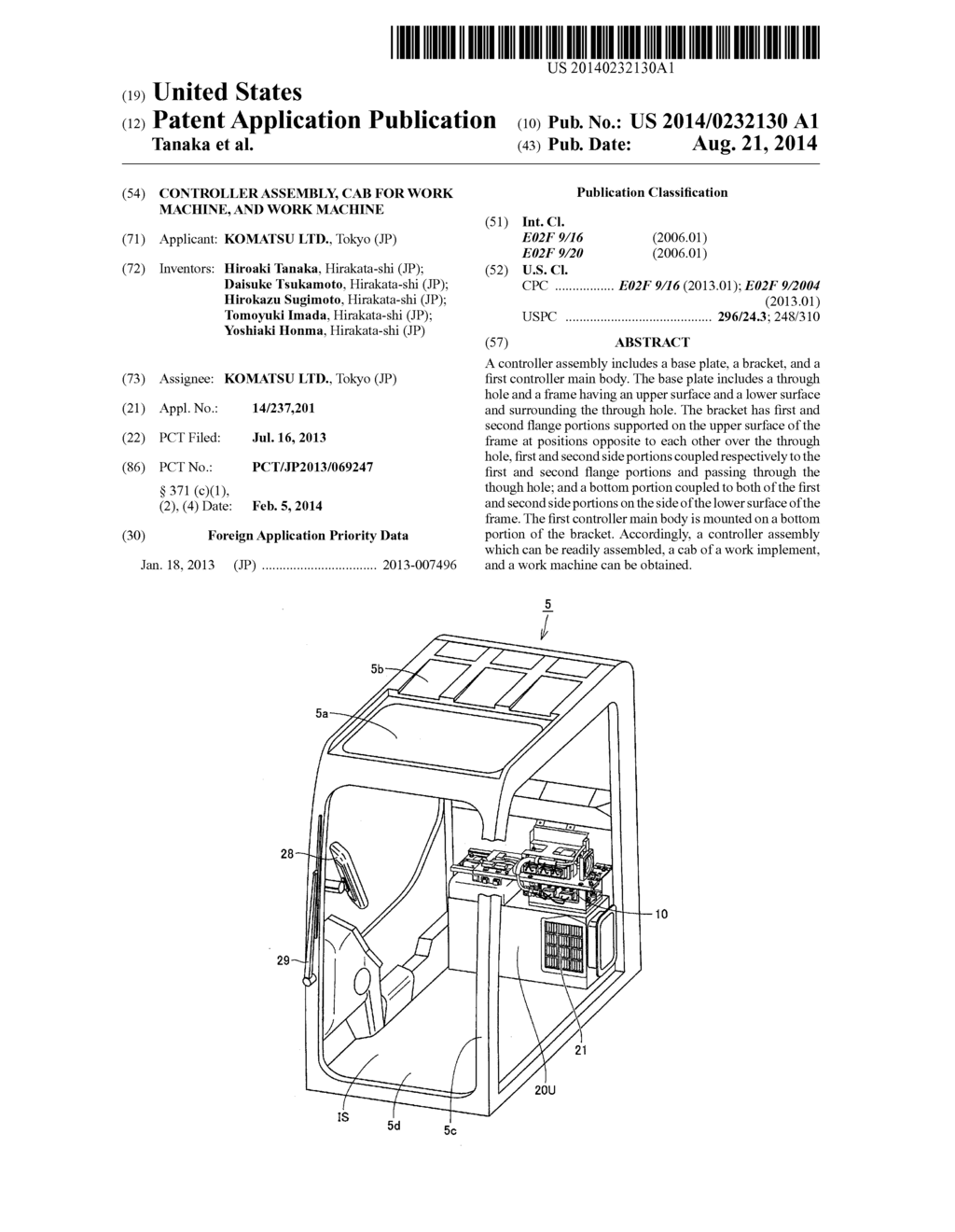 CONTROLLER ASSEMBLY, CAB FOR WORK MACHINE, AND WORK MACHINE - diagram, schematic, and image 01