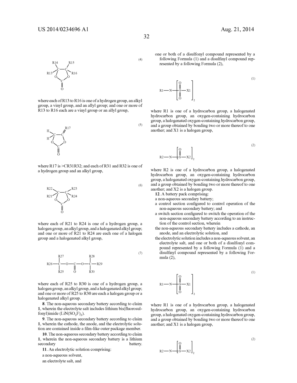 ELECTROLYTIC SOLUTION, NON-AQUEOUS SECONDARY BATTERY, BATTERY PACK,     ELECTRIC VEHICLE, ELECTRIC POWER STORAGE SYSTEM, ELECTRIC POWER TOOL, AND     ELECTRONIC APPARATUS - diagram, schematic, and image 40