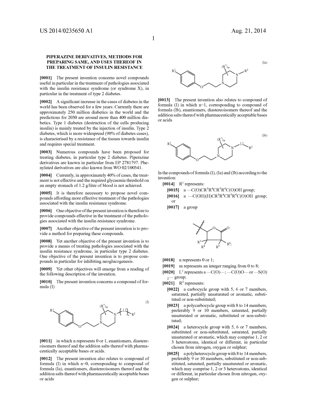 PIPERAZINE DERIVATIVES, METHODS FOR PREPARING SAME, AND USES THEREOF IN     THE TREATMENT OF INSULIN RESISTANCE - diagram, schematic, and image 02