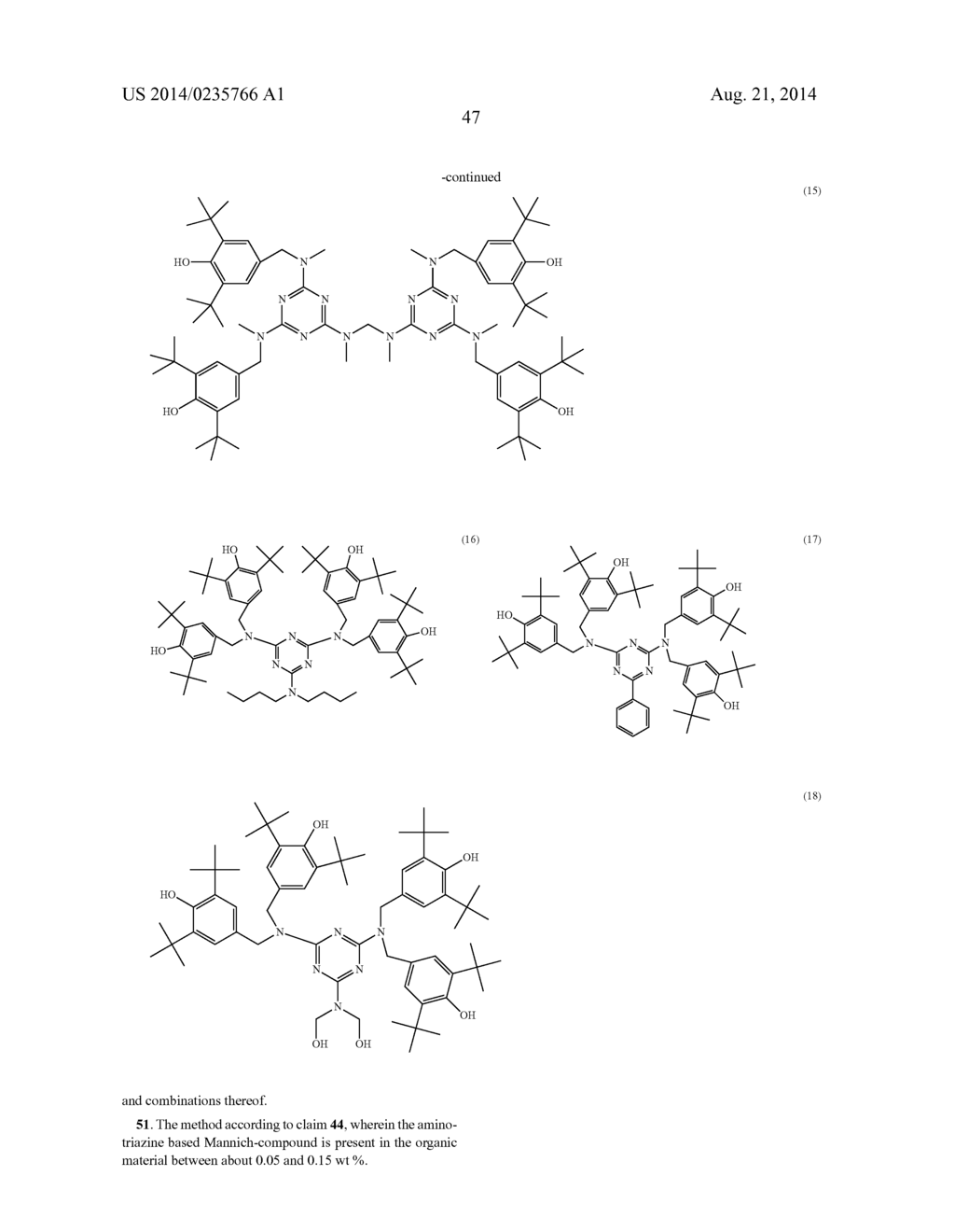 Stabilizing of Organic Material with Amino-Triazine Based     Mannich-Compounds - diagram, schematic, and image 49
