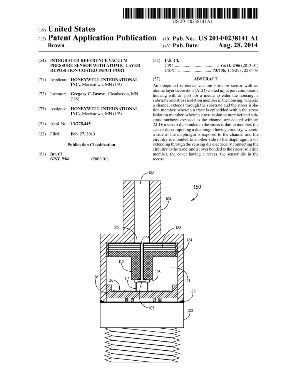 INTEGRATED REFERENCE VACUUM PRESSURE SENSOR WITH ATOMIC LAYER DEPOSITION     COATED INPUT PORT - diagram, schematic, and image 01