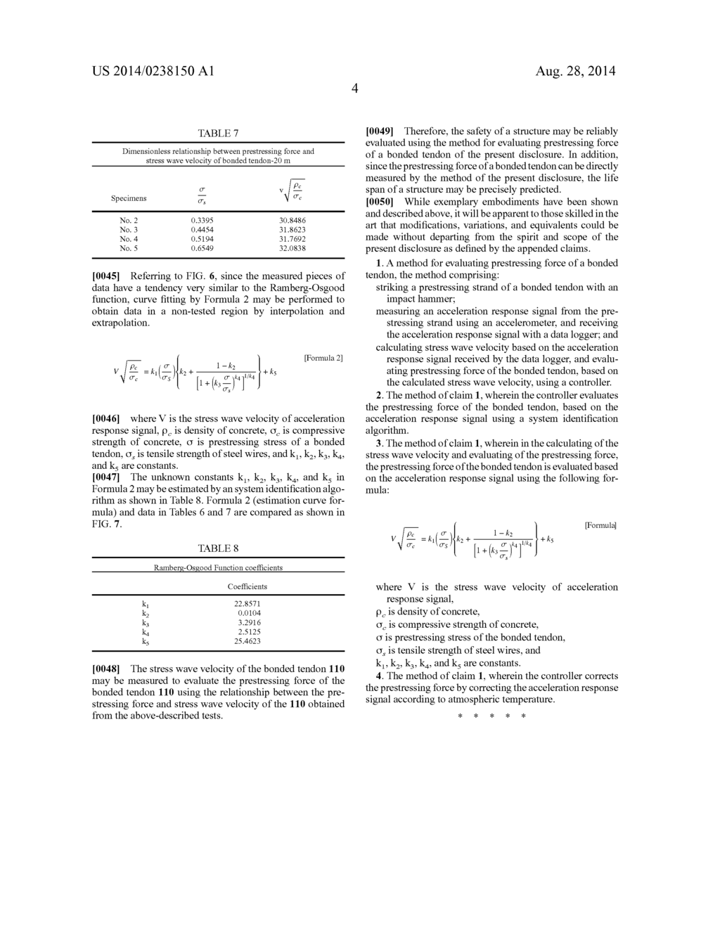 METHOD FOR EVALUATING PRESTRESSING FORCE OF BONDED TENDON USING VELOCITY     OF STRESS WAVES CAUSED BY IMPACT - diagram, schematic, and image 12