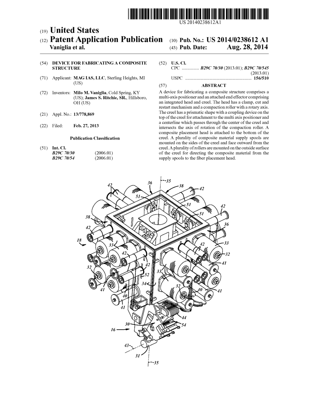 DEVICE FOR FABRICATING A COMPOSITE STRUCTURE - diagram, schematic, and image 01