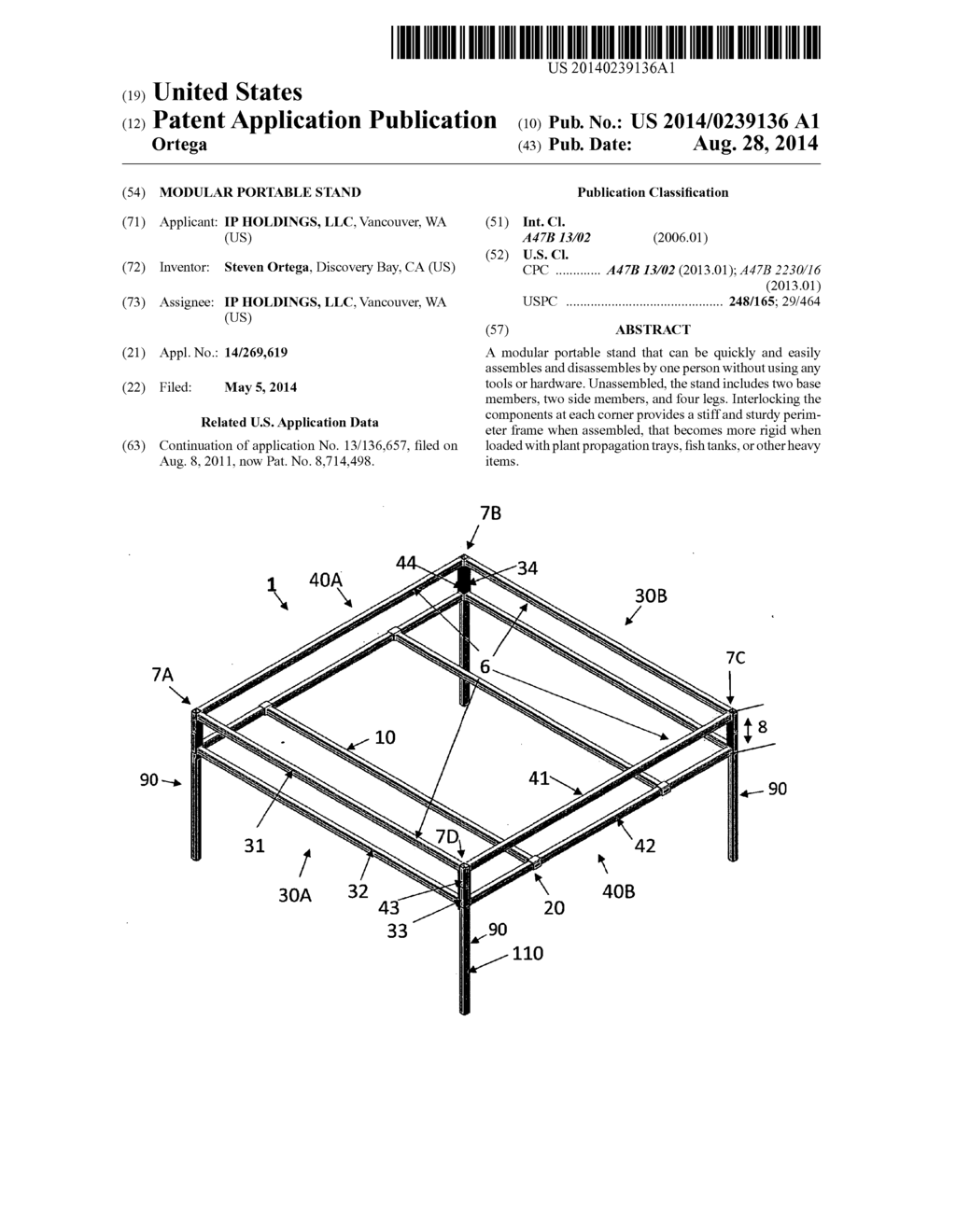 MODULAR PORTABLE STAND - diagram, schematic, and image 01