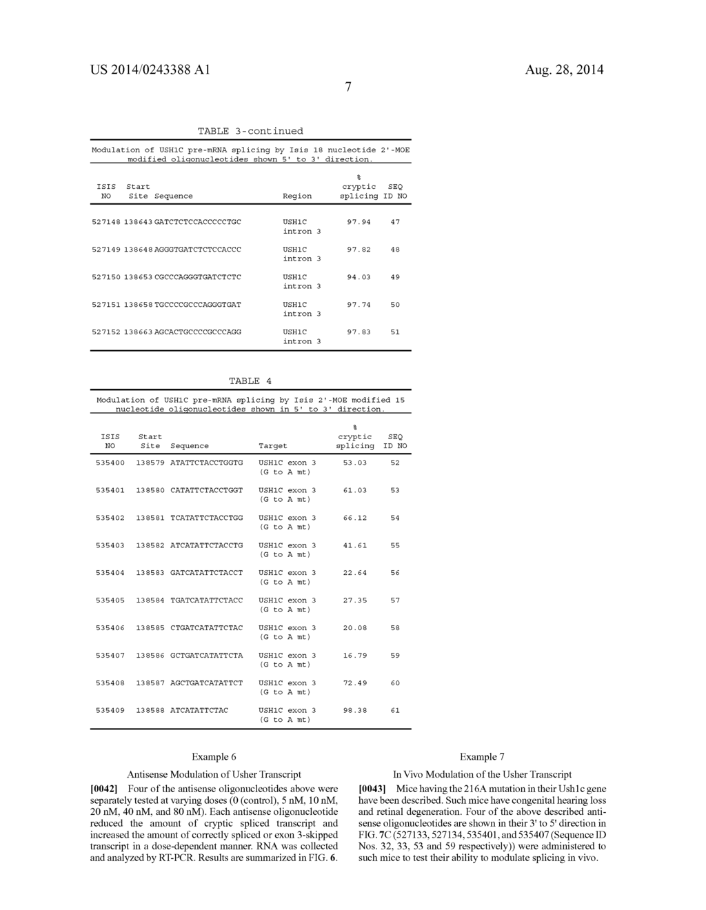 ANTISENSE OLIGONUCLEOTIDES THAT TARGET A CRYPTIC SPLICE SITE IN USH1C AS A     THERAPEUTIC FOR USHER SYNDROME - diagram, schematic, and image 24