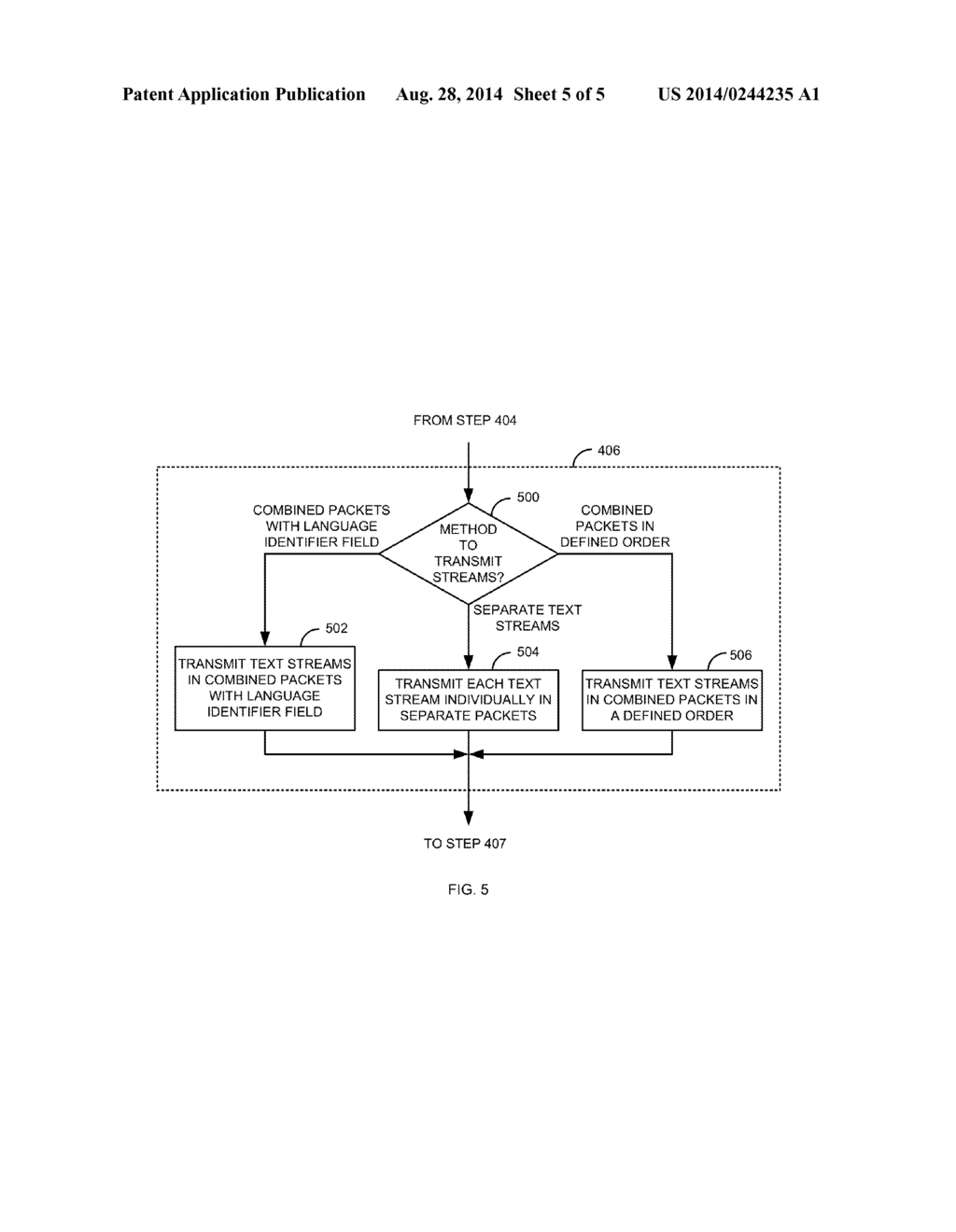 SYSTEM AND METHOD FOR TRANSMITTING MULTIPLE TEXT STREAMS OF A     COMMUNICATION IN DIFFERENT LANGUAGES - diagram, schematic, and image 06