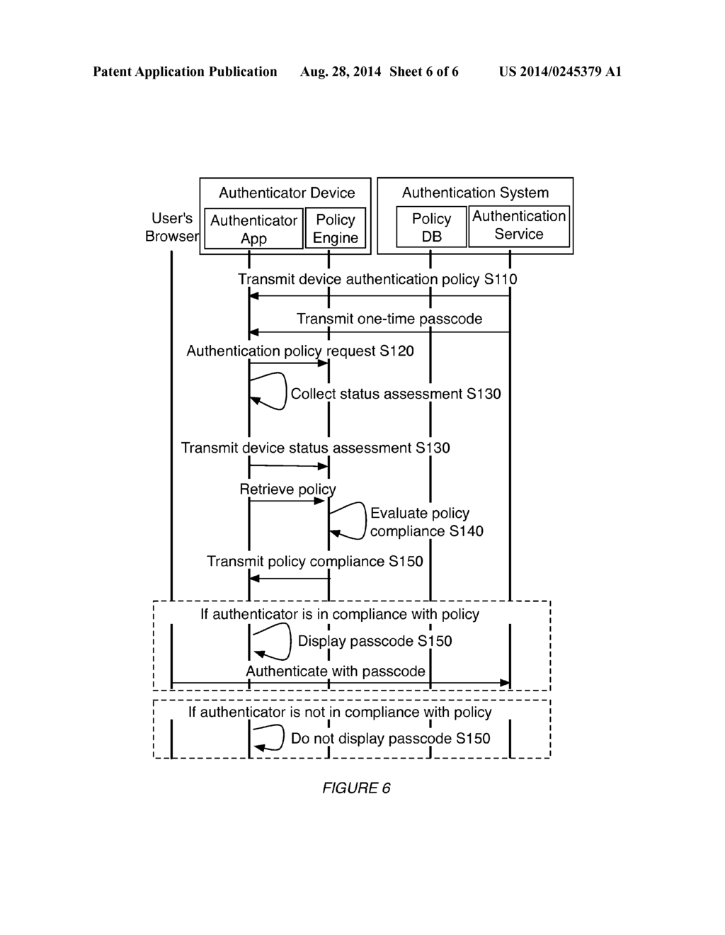 SYSTEM AND METHOD FOR ENFORCING A POLICY FOR AN AUTHENTICATOR DEVICE - diagram, schematic, and image 07