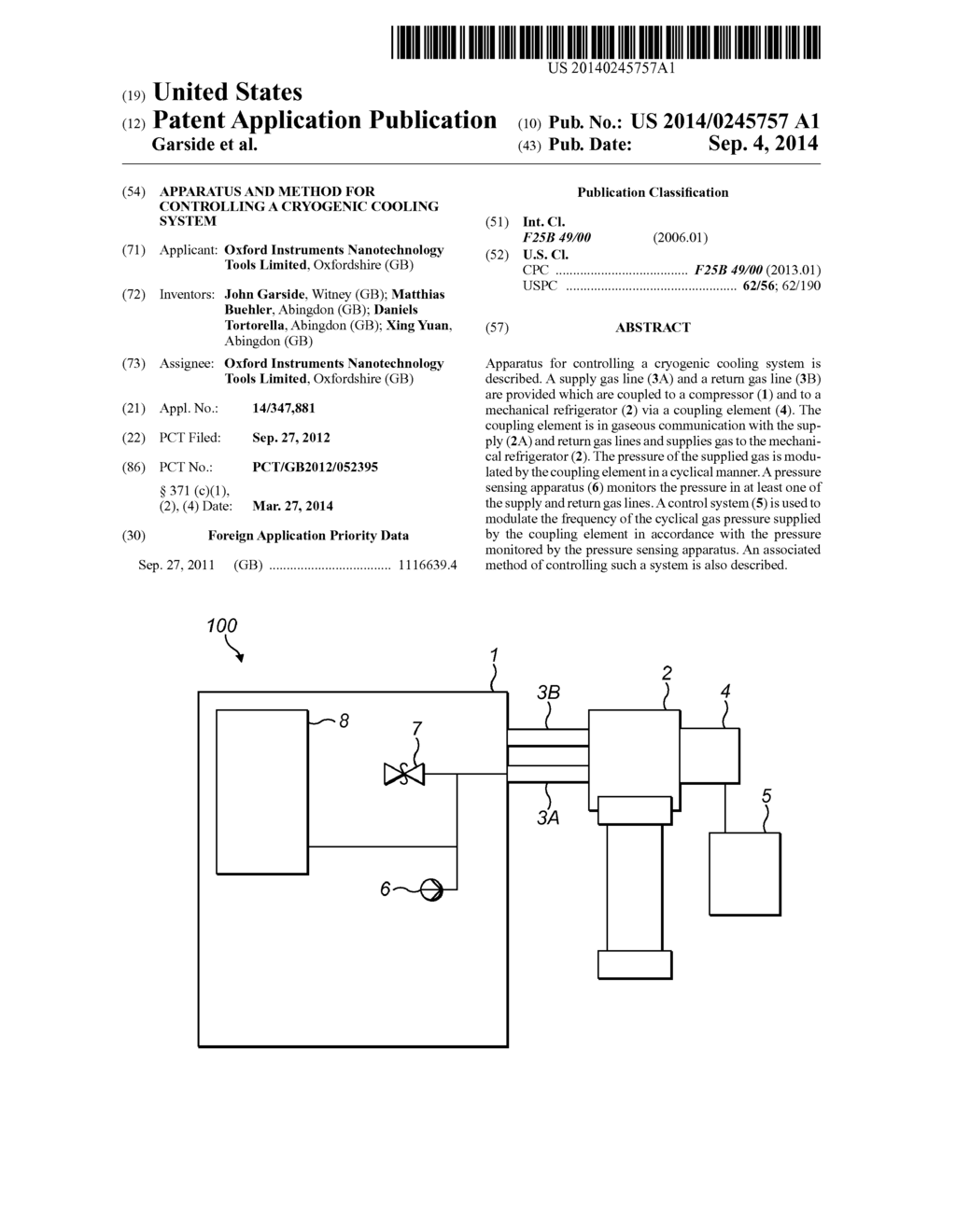 APPARATUS AND METHOD FOR CONTROLLING A CRYOGENIC COOLING SYSTEM - diagram, schematic, and image 01