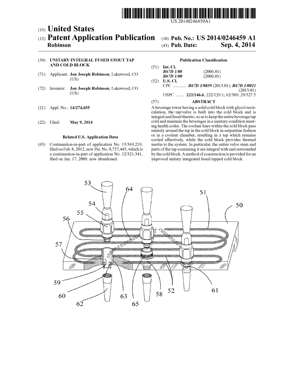 UNITARY INTEGRAL FUSED STOUT TAP AND COLD BLOCK - diagram, schematic, and image 01