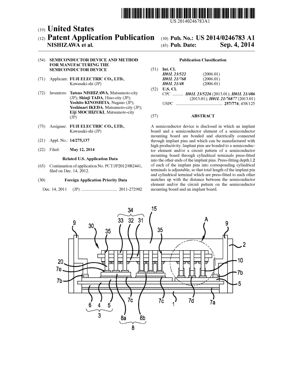 SEMICONDUCTOR DEVICE AND METHOD FOR MANUFACTURING THE SEMICONDUCTOR DEVICE - diagram, schematic, and image 01