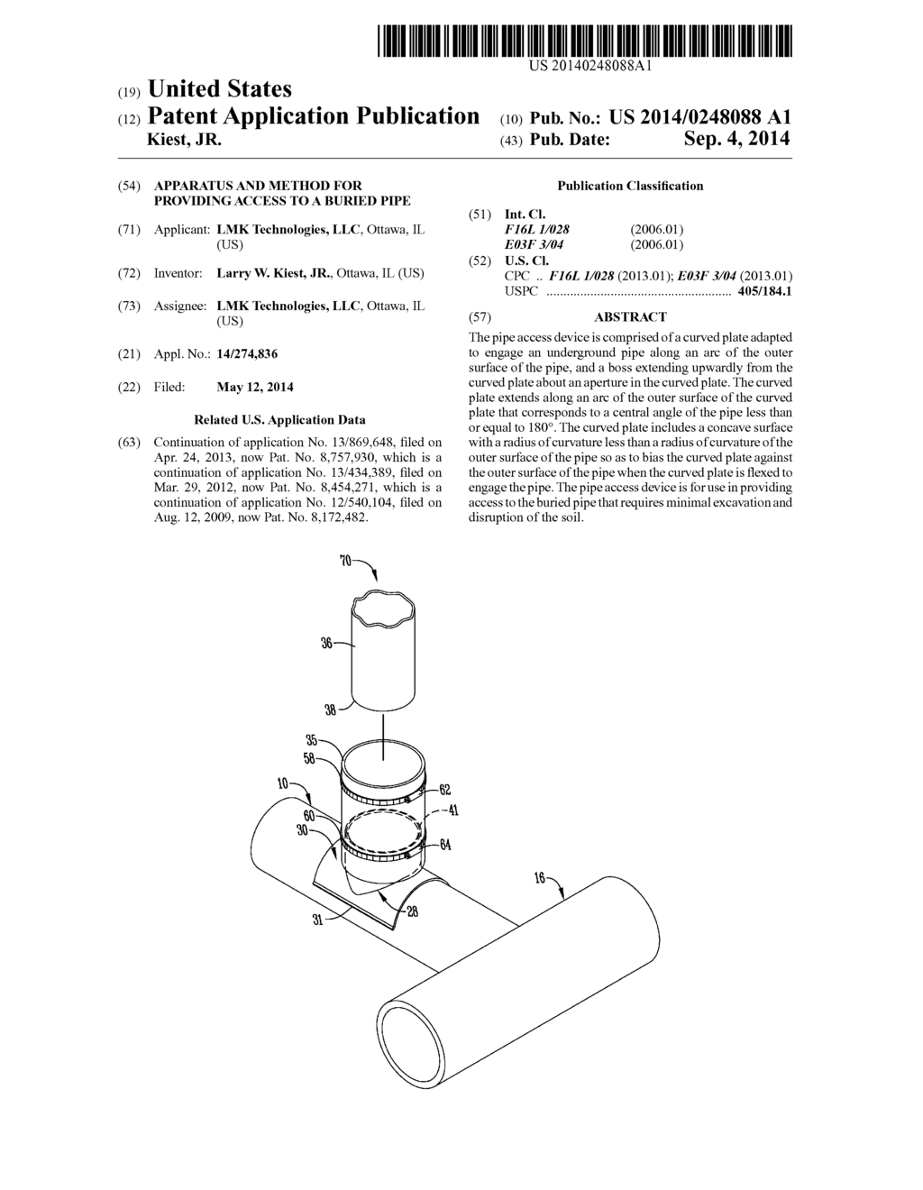 APPARATUS AND METHOD FOR PROVIDING ACCESS TO A BURIED PIPE - diagram, schematic, and image 01