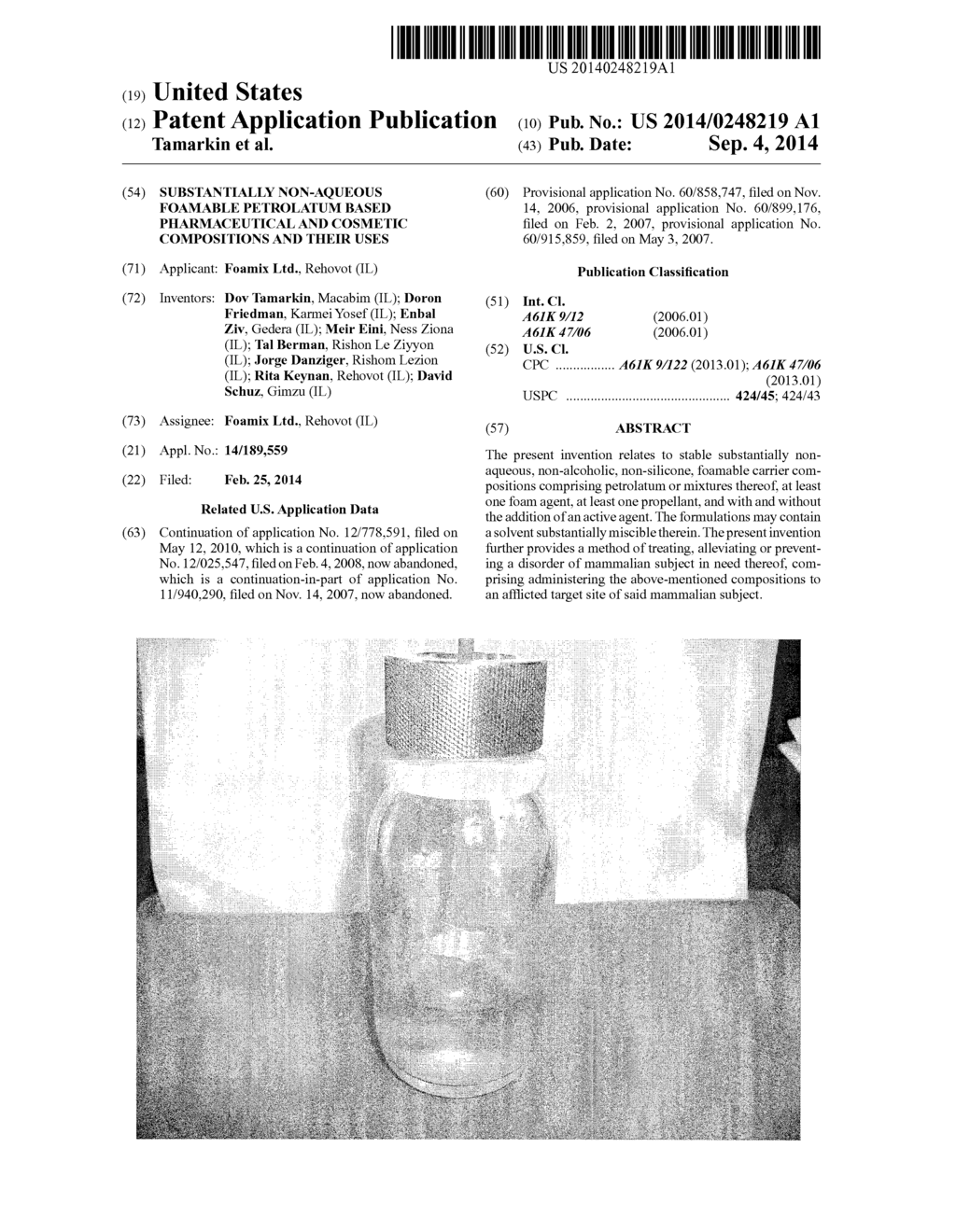 SUBSTANTIALLY NON-AQUEOUS FOAMABLE PETROLATUM BASED PHARMACEUTICAL AND     COSMETIC COMPOSITIONS AND THEIR USES - diagram, schematic, and image 01