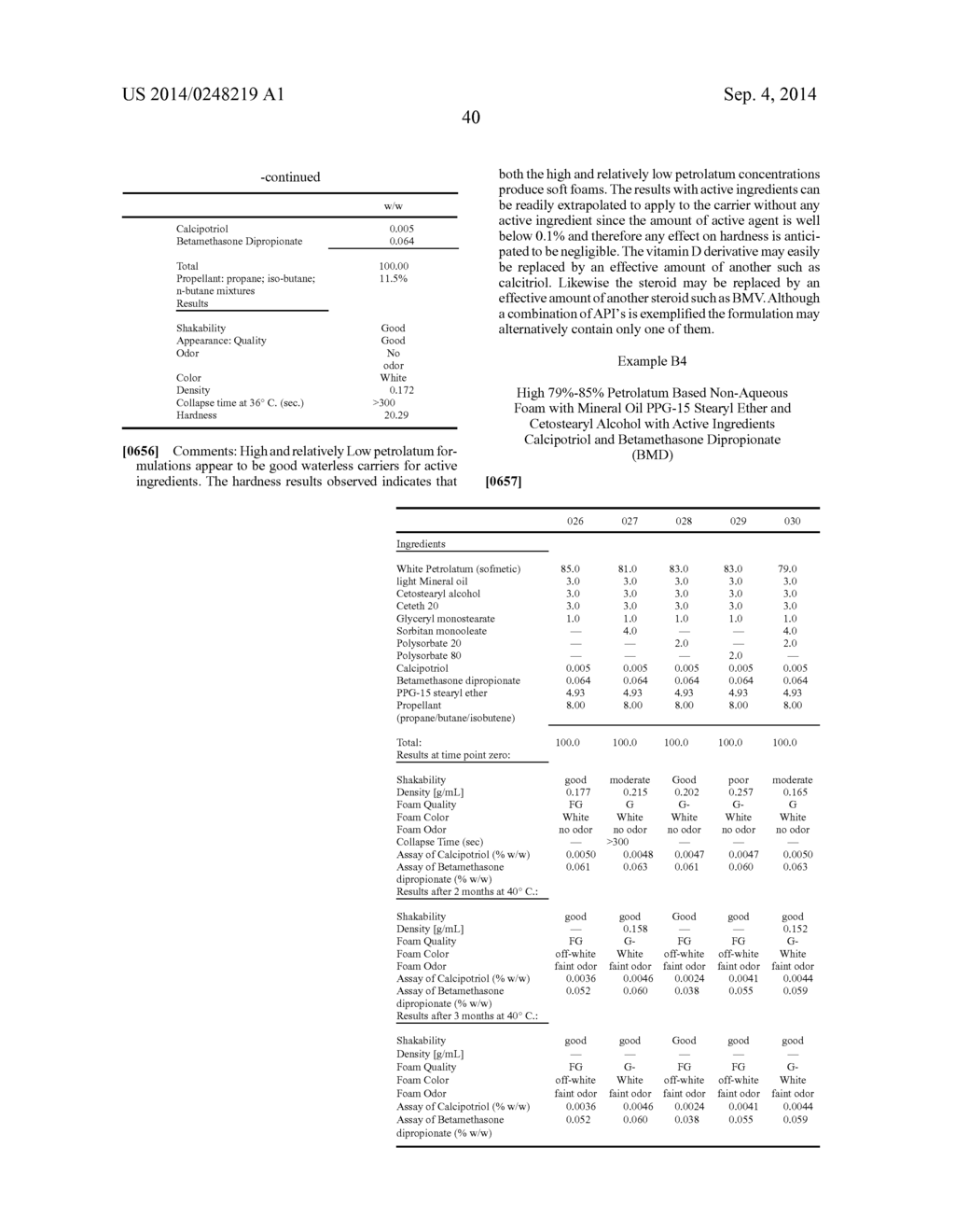 SUBSTANTIALLY NON-AQUEOUS FOAMABLE PETROLATUM BASED PHARMACEUTICAL AND     COSMETIC COMPOSITIONS AND THEIR USES - diagram, schematic, and image 44