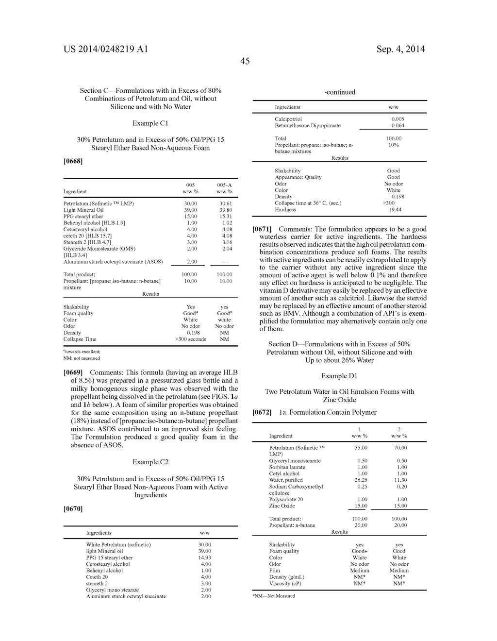 SUBSTANTIALLY NON-AQUEOUS FOAMABLE PETROLATUM BASED PHARMACEUTICAL AND     COSMETIC COMPOSITIONS AND THEIR USES - diagram, schematic, and image 49