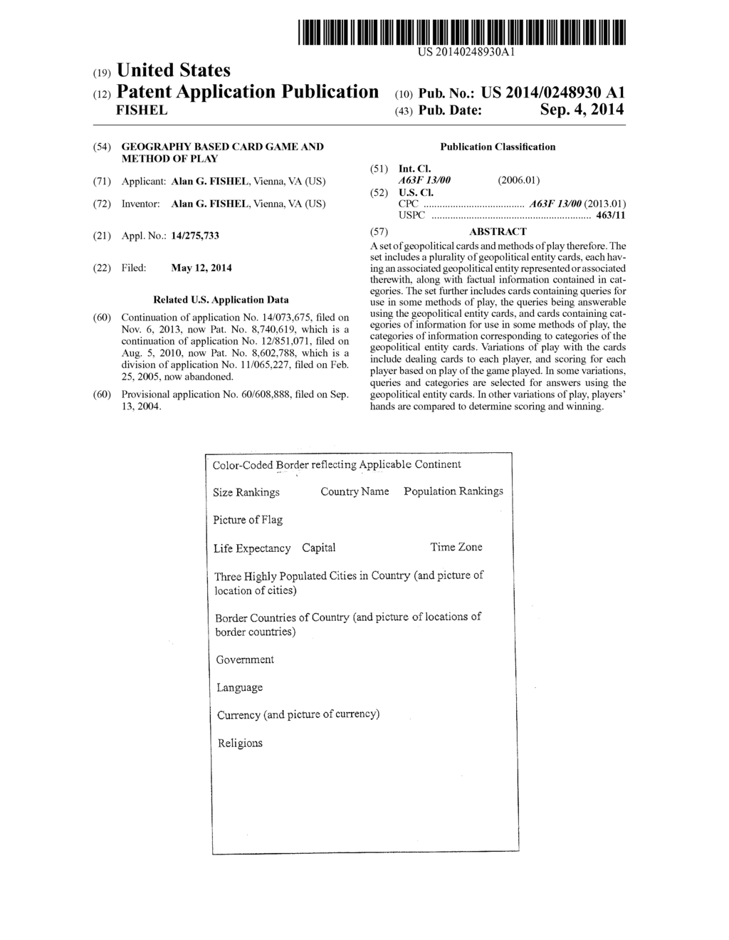 GEOGRAPHY BASED CARD GAME AND METHOD OF PLAY - diagram, schematic, and image 01