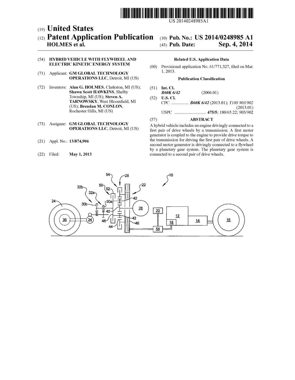 HYBRID VEHICLE WITH FLYWHEEL AND ELECTRIC KINETIC ENERGY SYSTEM - diagram, schematic, and image 01