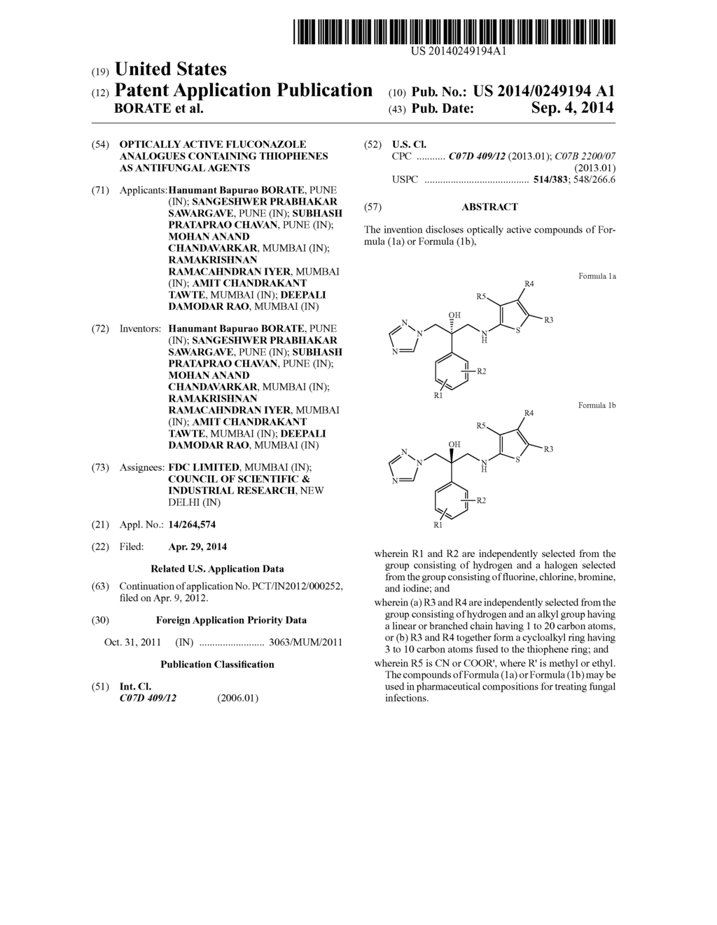 OPTICALLY ACTIVE FLUCONAZOLE ANALOGUES CONTAINING THIOPHENES AS ANTIFUNGAL     AGENTS - diagram, schematic, and image 01