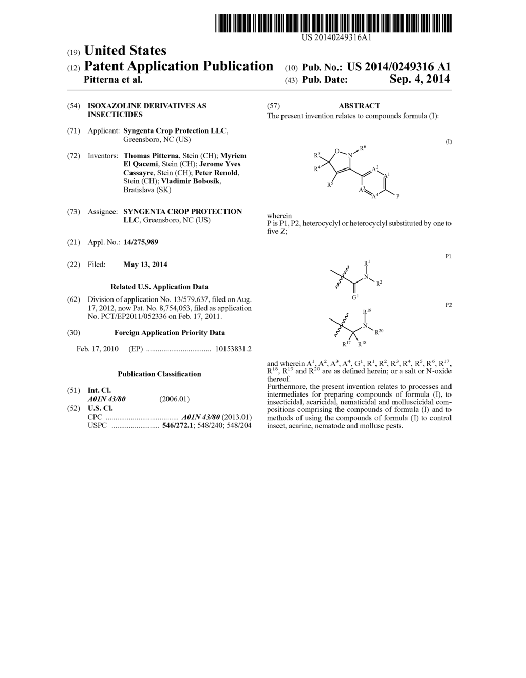 ISOXAZOLINE DERIVATIVES AS INSECTICIDES - diagram, schematic, and image 01