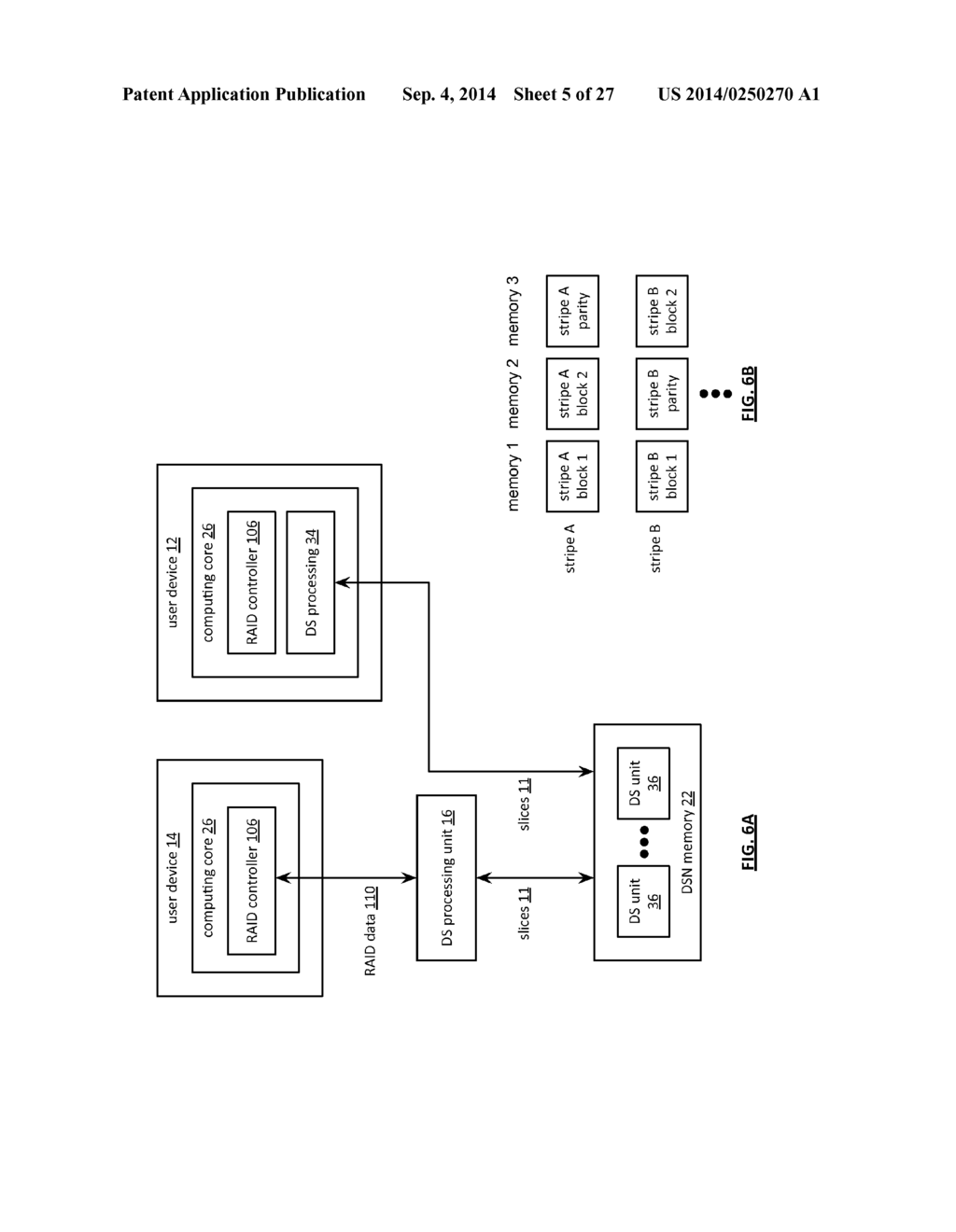 DISTRIBUTEDLY STORING RAID DATA IN A RAID MEMORY AND A DISPERSED STORAGE     NETWORK MEMORY - diagram, schematic, and image 06