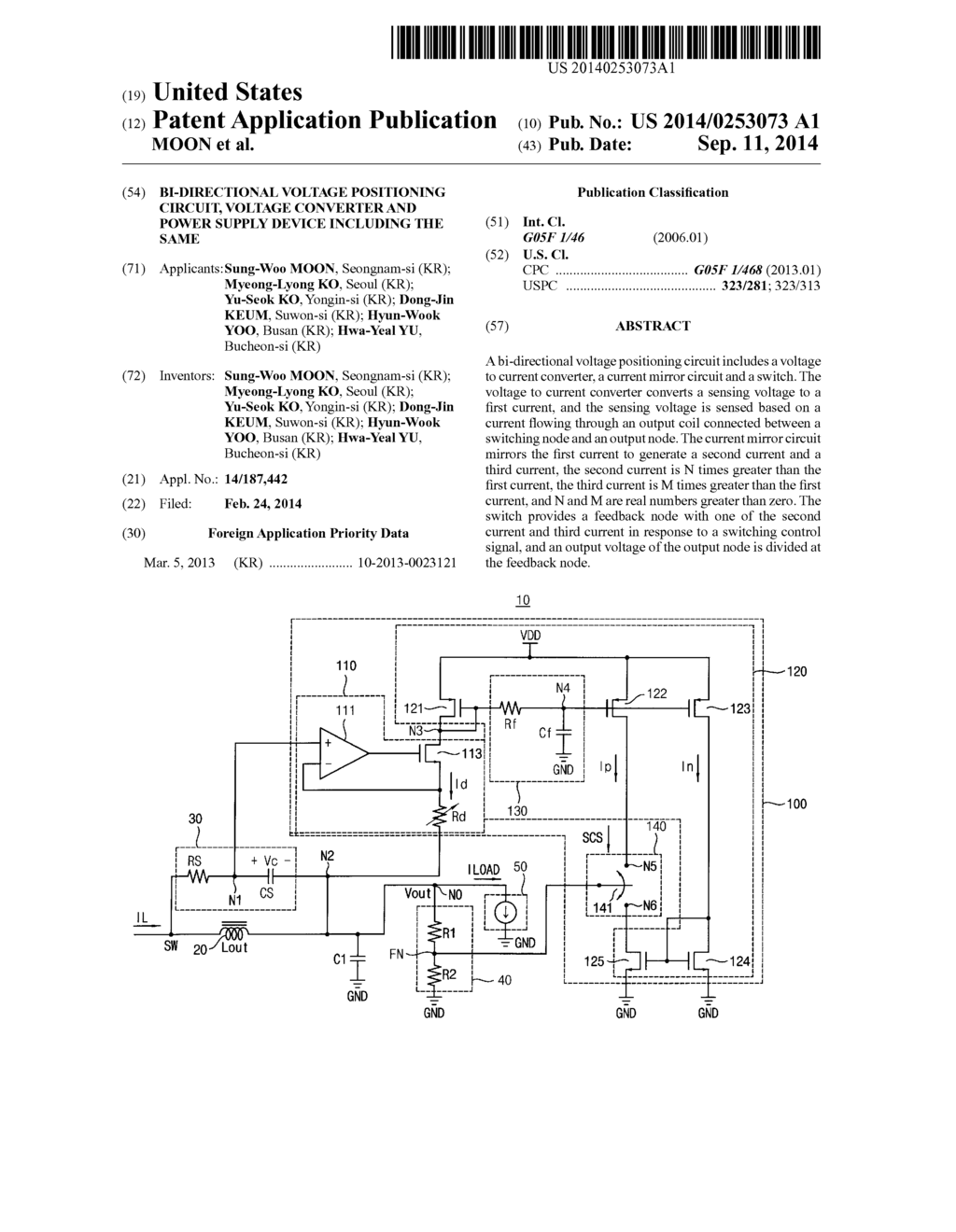 BI-DIRECTIONAL VOLTAGE POSITIONING CIRCUIT, VOLTAGE CONVERTER AND POWER     SUPPLY DEVICE INCLUDING THE SAME - diagram, schematic, and image 01