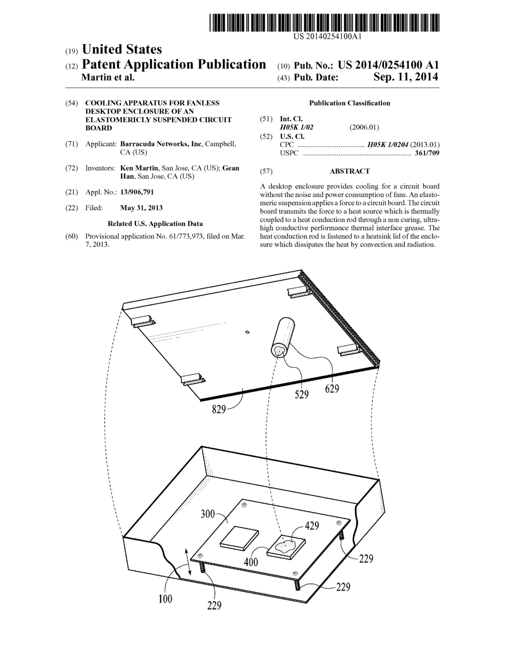 Cooling Apparatus for Fanless Desktop Enclosure of an Elastomericly     Suspended Circuit Board - diagram, schematic, and image 01