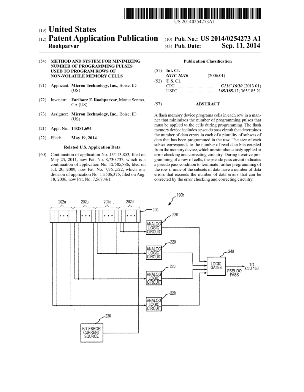 METHOD AND SYSTEM FOR MINIMIZING NUMBER OF PROGRAMMING PULSES USED TO     PROGRAM ROWS OF NON-VOLATILE MEMORY CELLS - diagram, schematic, and image 01