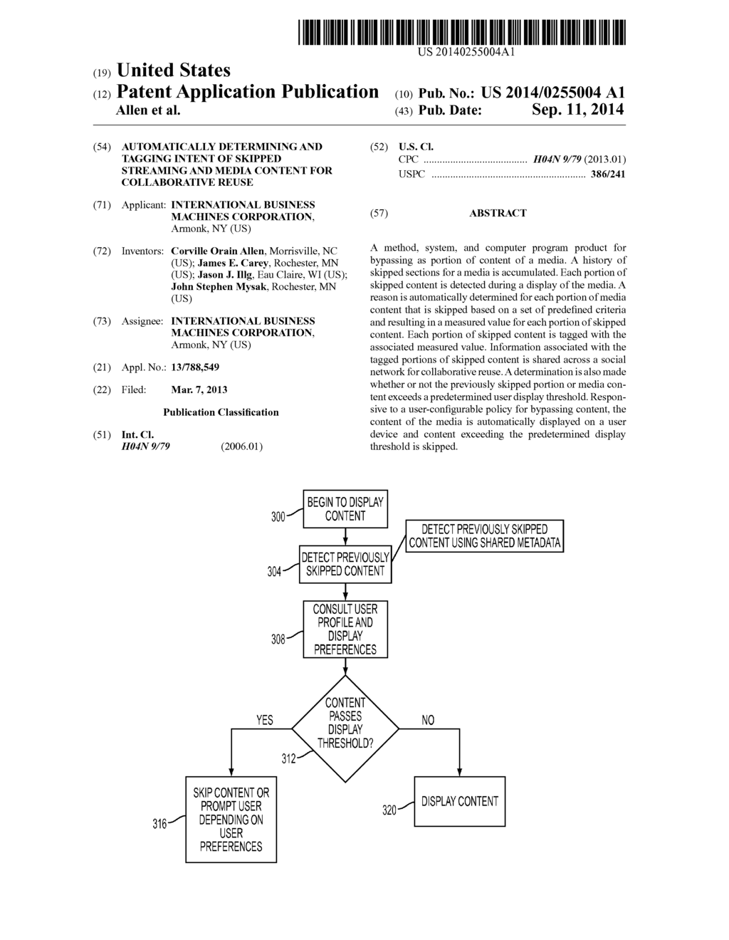 AUTOMATICALLY DETERMINING AND TAGGING INTENT OF SKIPPED STREAMING AND     MEDIA CONTENT FOR COLLABORATIVE REUSE - diagram, schematic, and image 01