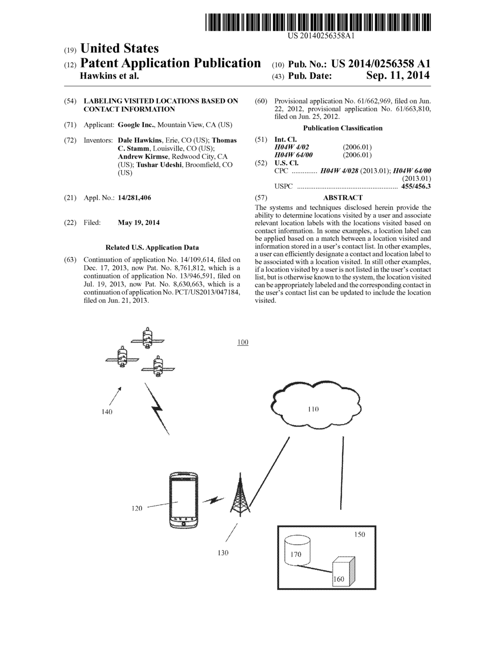 LABELING VISITED LOCATIONS BASED ON CONTACT INFORMATION - diagram, schematic, and image 01