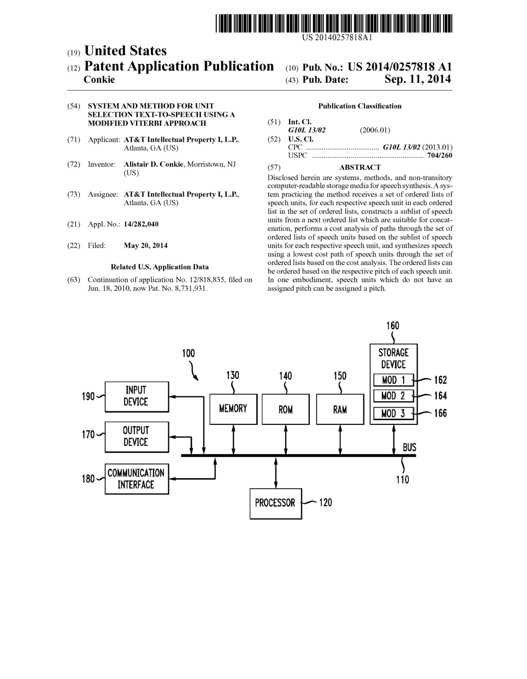 System and Method for Unit Selection Text-to-Speech Using A Modified     Viterbi Approach - diagram, schematic, and image 01