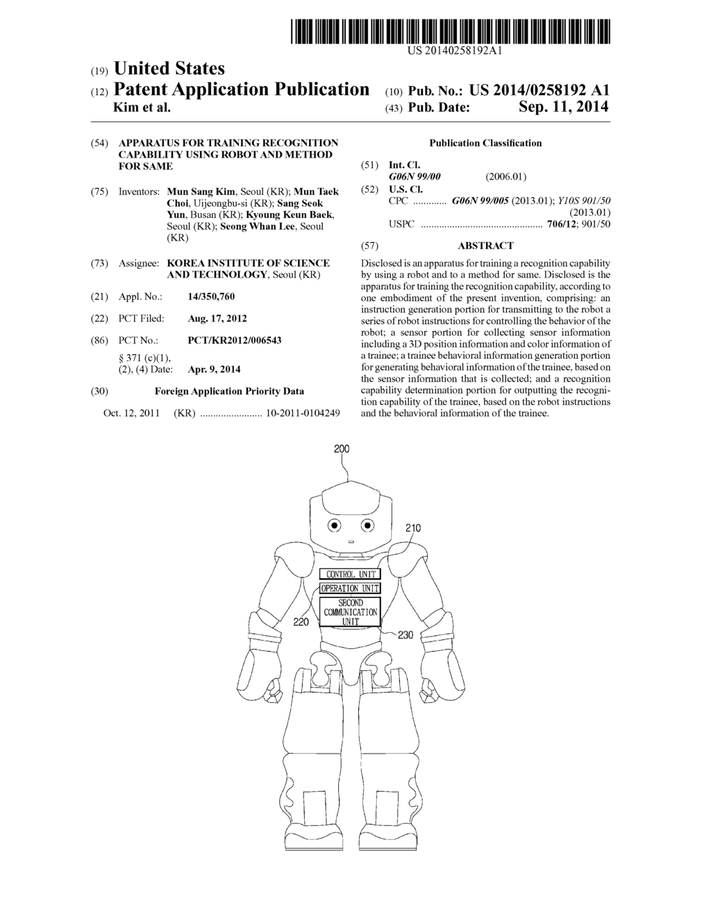 APPARATUS FOR TRAINING RECOGNITION CAPABILITY USING ROBOT AND METHOD FOR     SAME - diagram, schematic, and image 01