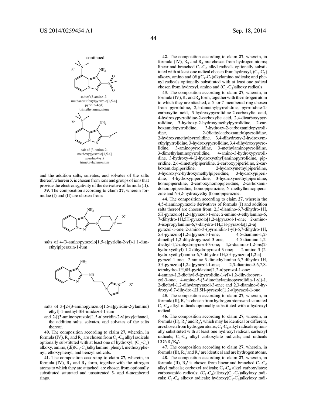 DYE COMPOSITION COMPRISING A HETEROCYCLIC OXIDATION BASE AND A     4-AMINOINDOLE COUPLER - diagram, schematic, and image 45